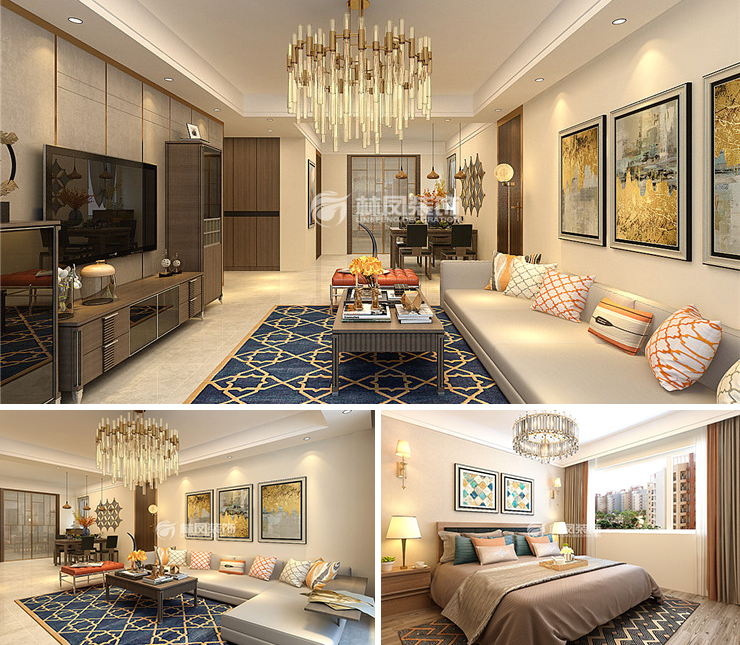 国瑞城135平港式风格装修效果图