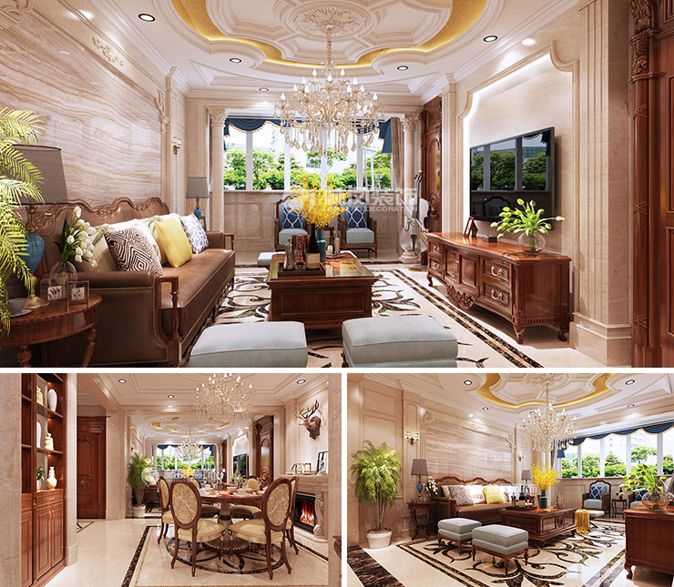 金地艺境140平欧式风格装修效果图