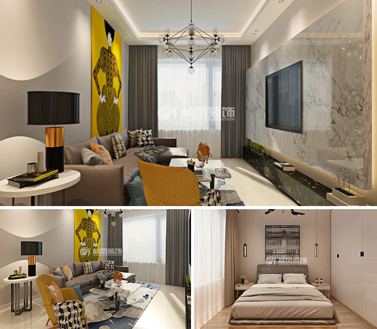 中海寰宇105平北欧风格装修效果图