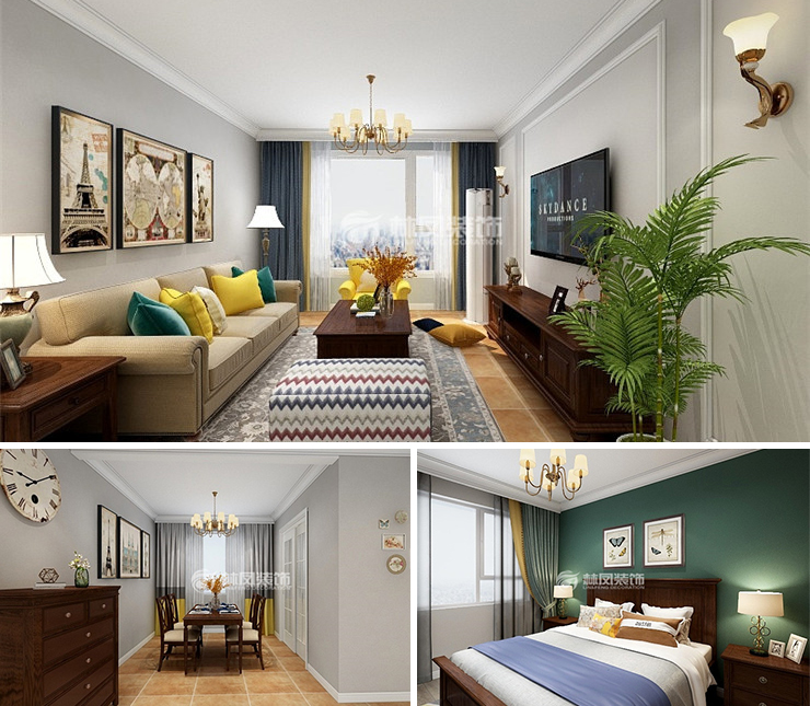 旭辉璟宸府128平美式风格装修效果图