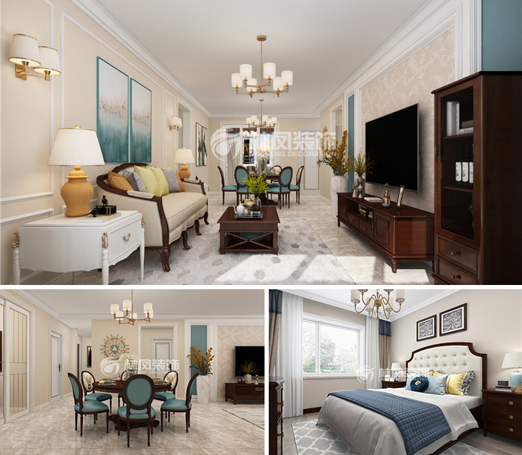 旭辉东樾城125平美式风格装修效果图