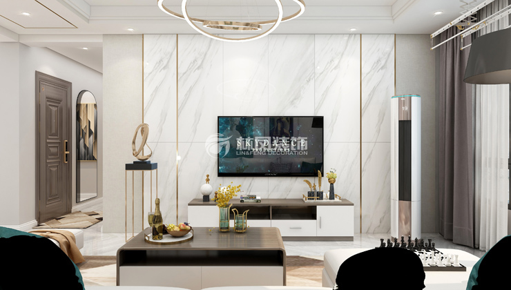 现代轻奢风格电视背景墙装修效果图
