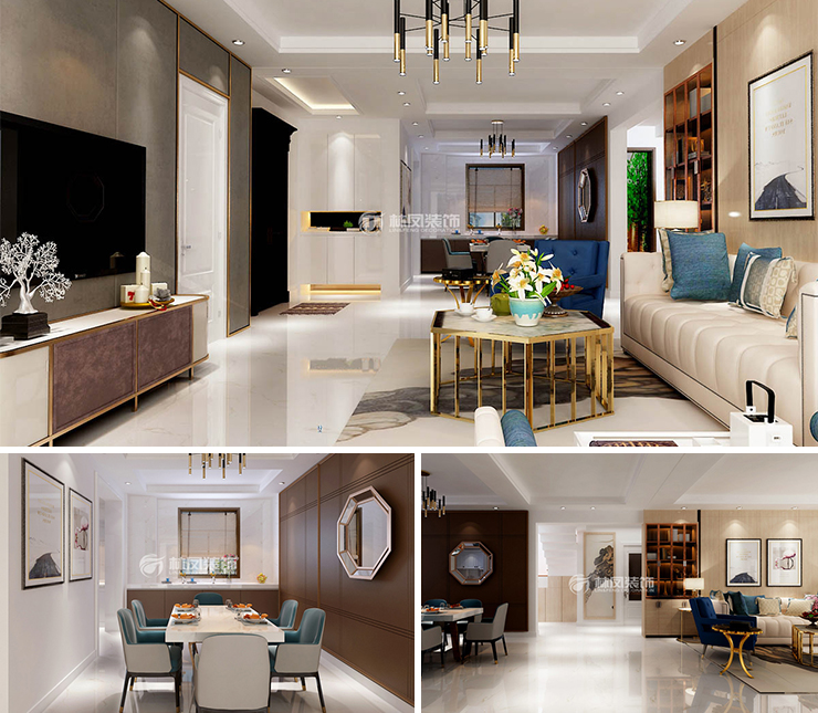 华润置地八號院112平轻奢风格装修效果图