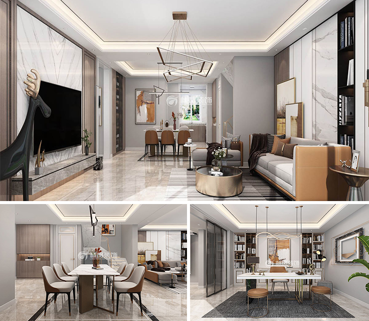 龙湖天宸原著300平轻奢风格装修效果图