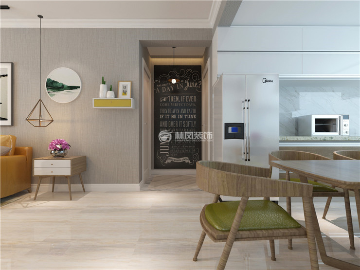 北欧风格过廊过长黑板墙设计装修效果图