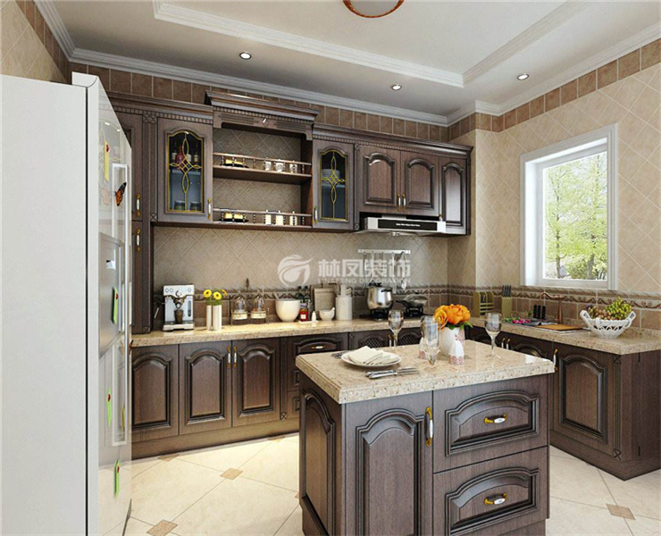 美式风格厨房吊顶设计装修效果图