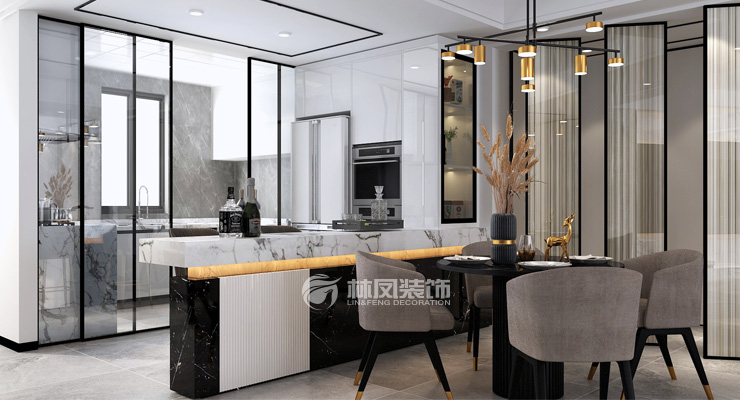 现代轻奢厨房吊顶设计装修效果图