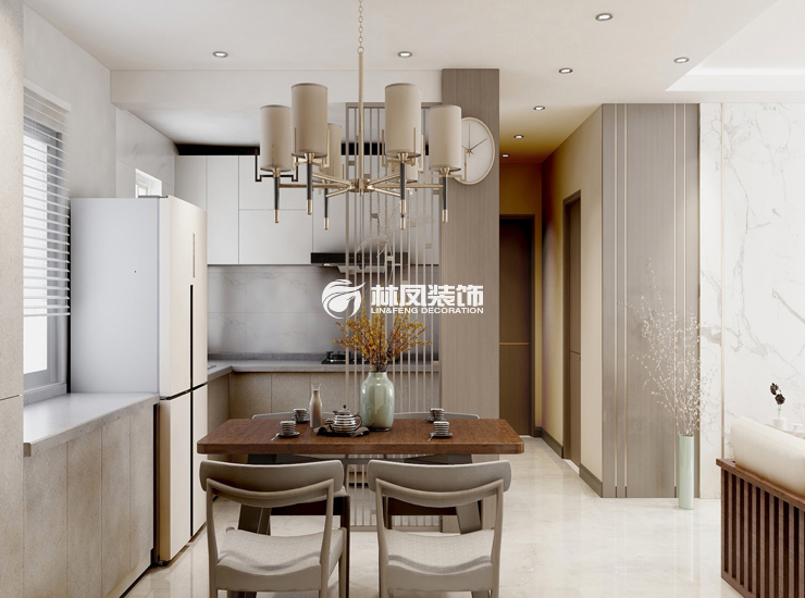 美式风格餐厨一体设计装修效果图