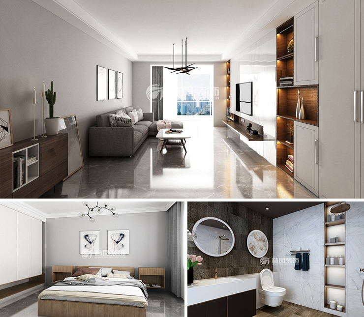 万达公园ONE 120平 现代简约风格装修效果图