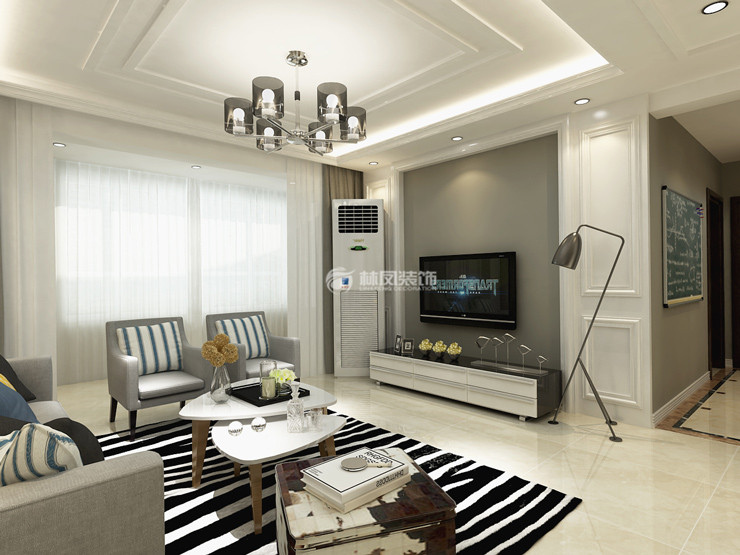 现代风格客厅护墙板装修效果图