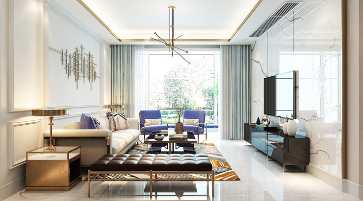 现代轻奢风格客厅装修效果图