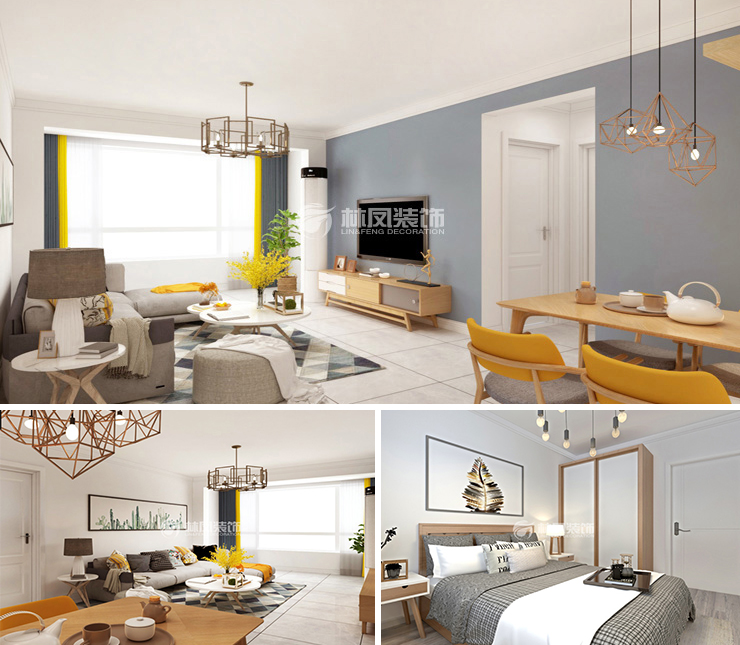 宏发•浣花溪 104平 北欧风格装修效果图